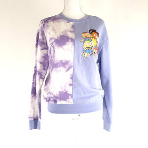 Nickelodeon Rugrats SIZE M Sweatshirt Purple White Tommy Angelica & Chuckie Wome